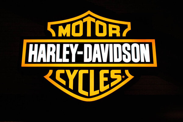Orlando, Florida. June 15, 2019 Harley Davidson logo in Disney Springs at Lake Buena Vista 