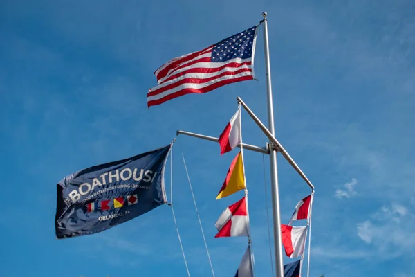 Orlando Florida June 2019 Top View Usa Flag Boathouse Flag — Stock Photo, Image