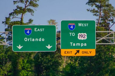 Orlando, Florida. 03 Haziran 2019. Walt Disney World alanında Interstate 4 Doğu Orlando ve Batı Tampa üst görünümü 8