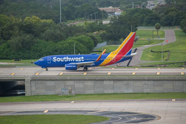 Tampa Bay Florida Luglio 2019 Aeromobili Southwest Airlines Pista Preparazione — Foto Stock