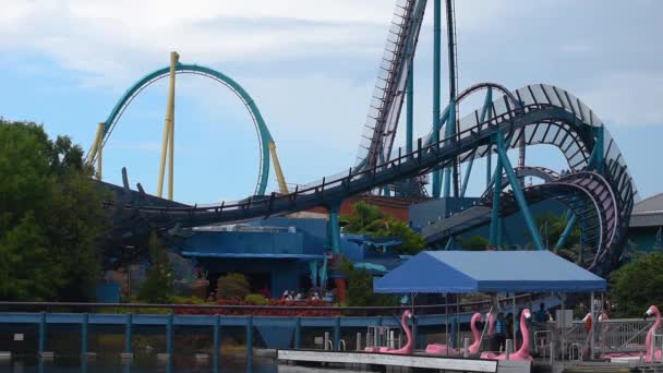 Orlando Florida Temmuz 2019 Seaworld Inanılmaz Mako Rollercoaster Zevk Insanlar — Stok video