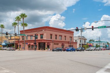 Daytona Beach Florida. Temmuz 07, 2019 Uluslararası Speedway Bulvarı ve Beach Sreet tarihi bölge bölgesinde..