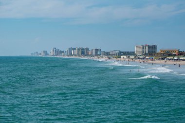 Daytona Beach Florida. 07 Temmuz 2019 Main Street Pier 2 ' den Daytona Plajı 'nın panoramik manzarası