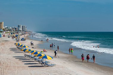 Daytona Beach Florida. 07 Temmuz 2019 Main Street Iskelesi 'nden Daytona Plajı 'nın panoramik manzarası