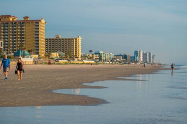 Daytona Beach Florida. Temmuz 07, 2019 ana sokak Pier 2 Daytona Beach kısmi görünümü