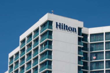 Daytona Plajı, Florida. Temmuz 06, 2019 Hilton Daytona Beach okyanus önü üst görünümü