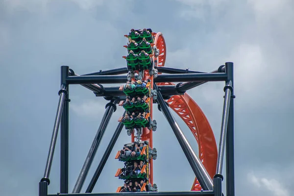 Tampa Bay Florida August 2019 People Enjoying Amazing Tigris Rollercoaster — Stock Photo, Image