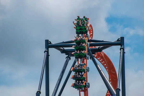 Tampa Bay Florida August 2019 People Enjoying Amazing Tigris Rollercoaster — Stock Photo, Image