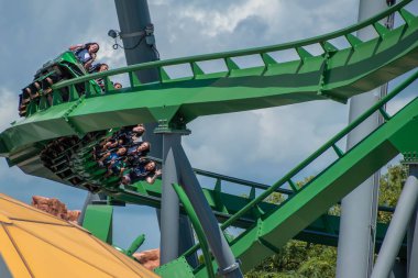 Orlando, Florida. 07 Ağustos 2019. İnsanlar inanılmaz inanılmaz eğlenceli olan , Macera Adası'nda tatil yaz aylarında 22