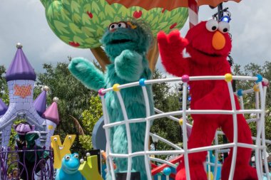 Orlando, Florida. August 07, 2019. Rosita and Elmo in Sesame Street at Seaworld 1 clipart