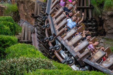 Orlando, Florida. 14 Ağustos 2019. Hayvanlar Alemi'nde müthiş Expedition Everest rollercoaster zevk İnsanlar (194)