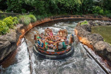 Orlando, Florida. 14 Ağustos 2019. Walt Disney World Hayvanlar Alemi'nde eğlence Expedition Everest rollercoaster olan insanlar (16)