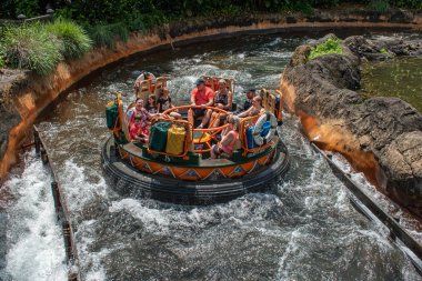 Orlando, Florida. 14 Ağustos 2019. Walt Disney World Hayvanlar Alemi'nde eğlence Expedition Everest rollercoaster olan insanlar (18)