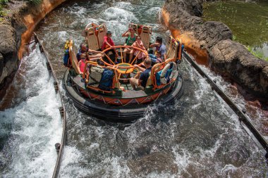 Orlando, Florida. 14 Ağustos 2019. Walt Disney World Hayvanlar Alemi'nde eğlence Expedition Everest rollercoaster olan insanlar (21)