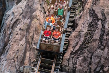Orlando, Florida. 14 Ağustos 2019. İnsanlar Hayvanlar Alemi (9 eğlenceli müthiş Expedition Everest rollercoaster sahip).
