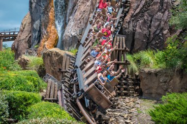 Orlando, Florida. 14 Ağustos 2019. İnsanlar Hayvanlar Alemi (31 de eğlenceli müthiş Expedition Everest rollercoaster sahip