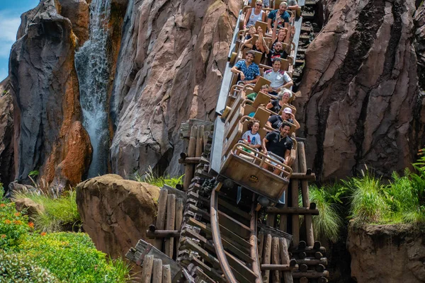 Orlando, Florida. 14 Ağustos 2019. Walt Disney World Hayvanlar Alemi'nde eğlence Expedition Everest rollercoaster olan insanlar (35).