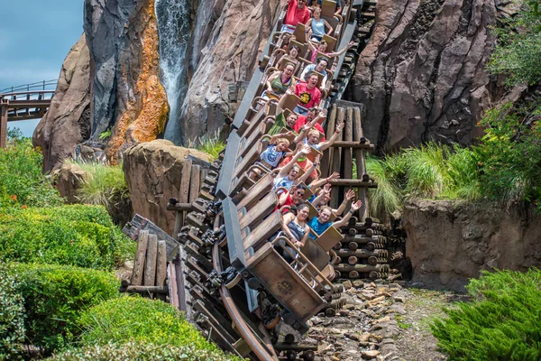 Orlando Florida Agosto 2019 Gente Divirtiéndose Terriblemente Expedición Everest Montaña — Foto de Stock