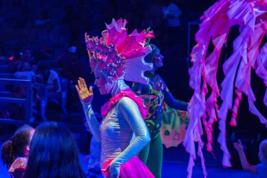 Orlando, Florida. 23 Ağustos 2019. Seaworld (18) de Electric Ocean Club Sea Glow aile dostu dans partisi zevk İnsanlar)