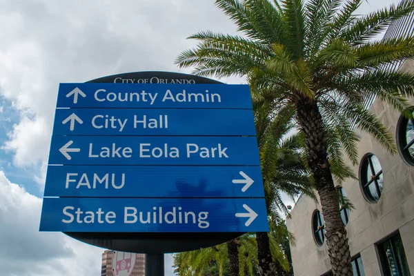 Orlando Florida August 2019 City Hall Lake Eola Park Sign — Stock Photo, Image