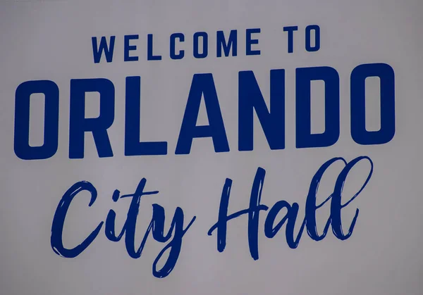 Orlando Florydzie Sierpnia 2019 Witamy Orlando Ratusz Znak Centrum Miasta — Zdjęcie stockowe