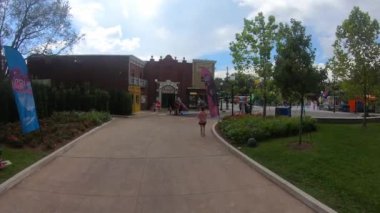 Port Orange, Florida. 05 Eylül 2019. Açık mavi bulutlu arka plan ponce de Leon Inlet panoramik görünümü.