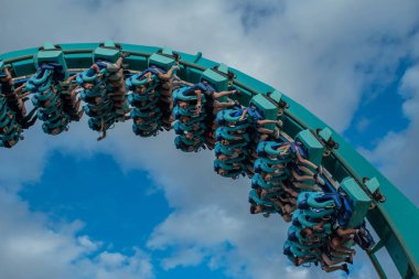 Orlando, Florida. 5 Ekim 2019. Seaworld 'de müthiş eğlenen insanlar (2.).