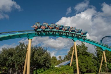 Orlando, Florida. 5 Ekim 2019. Seaworld 'de müthiş eğlenen insanlar (6.).