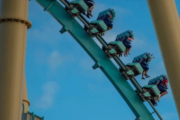 Orlando Florida October 2019 People Enjoying Amazing Kraken Rollercoaster Seaworld — Stock Photo, Image