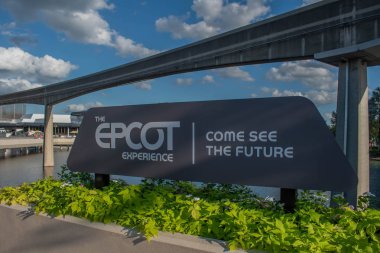 Orlando, Florida. October 10, 2019. The Epcot Experience sign at Walt Disney World. clipart