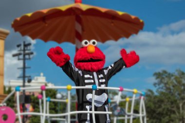 Orlando, Florida. October 9, 2019. Elmo in Sesame Street Party Parade at Seaworld.. clipart