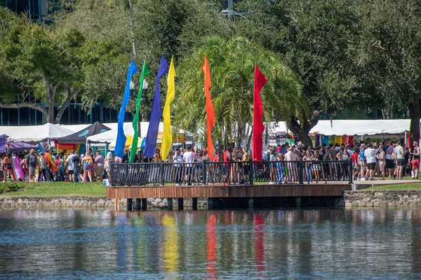 Orlando Florida October 2019 Colorful Flags Dock Side Come Out — Stock Photo, Image