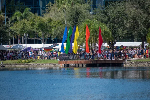 Orlando Florida October 2019 Colorful Flags Dock Side Come Out — Stock Photo, Image