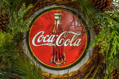 Orlando, Florida. 25 Aralık 2018. Seaworld 'de Coca Cola Vintage tabelası