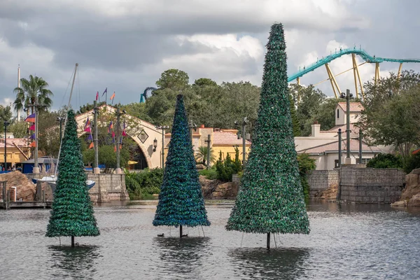 Orlando Florida October 2019 Partial View Rollercoaster Christmas Trees Lake — Φωτογραφία Αρχείου