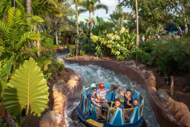 Orlando, Florida. October 27, 2019. People enjoying Infinity Falls at Seaworld 2