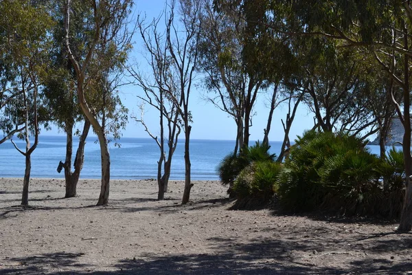 Wycieczka na wybrzeżu naturalnego parku Cabo de Gata, Almeria, Andaluzja, Południowa Hiszpania, vulcanic obszar, morze i góry — Zdjęcie stockowe