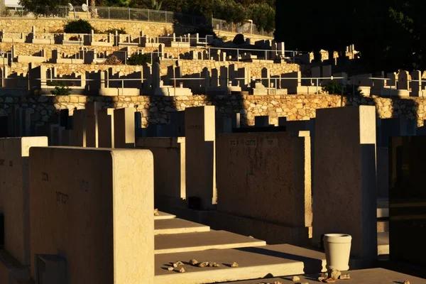 Cimitero, cimitero ebraico nella città di Haifa, in centro, Israele — Foto Stock