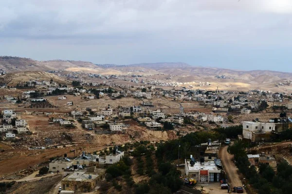 Иродий Иродион, Крепость Ирода Великого, вид на Палестинскую территорию, Западный берег, Палестина, Израиль — стоковое фото