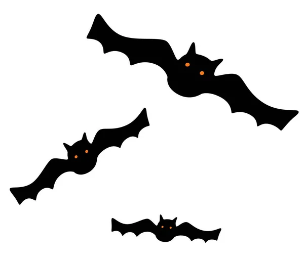 3 moscas morcegos. Shiilhouettes isoladas. Arquivo vetorial EPS . — Vetor de Stock