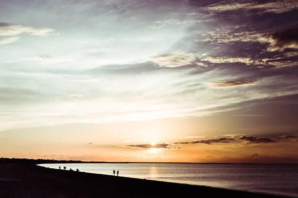 Pôr Sol Silhueta Baía Costa Leste — Fotografia de Stock