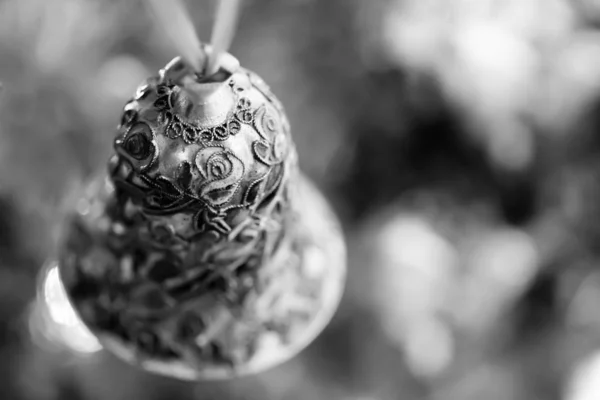 Abstract Monochroom Kerst Zilver Bell — Stockfoto