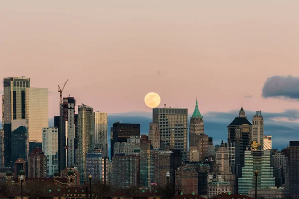 full moon over New York city