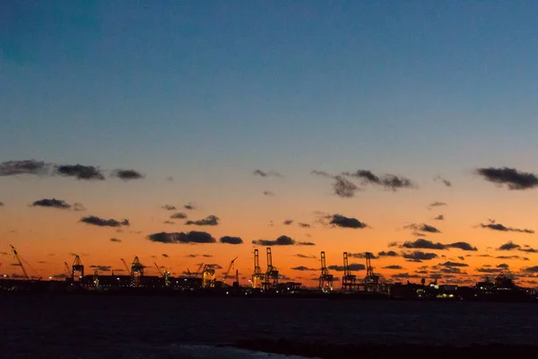 East Coast Seaport Sunset Silhouette — Stock Photo, Image