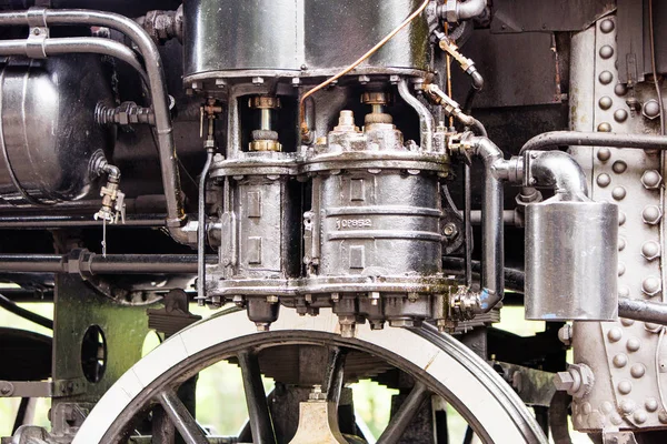 steam train engine motor wheel close up
