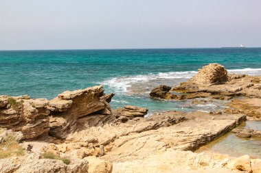 Caesarea İsrail'in bölgede Akdeniz deniz görünümü