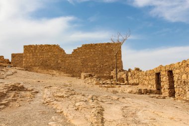 Masada İsrail Kalesi'nin antik duvar parçaları