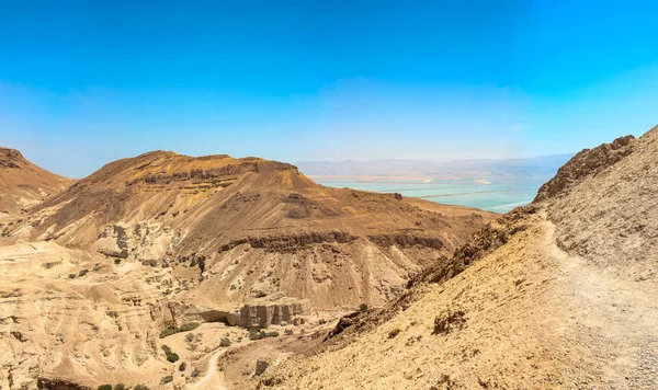 View Red Desert Israel Stitched Panorama — Stock Photo, Image