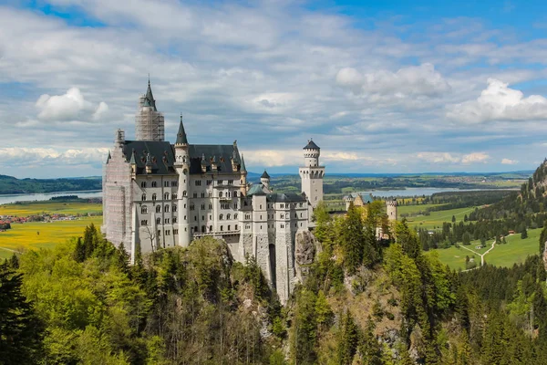 Vista Sul Castello Neuschwanstein Dintorni Baviera — Foto Stock