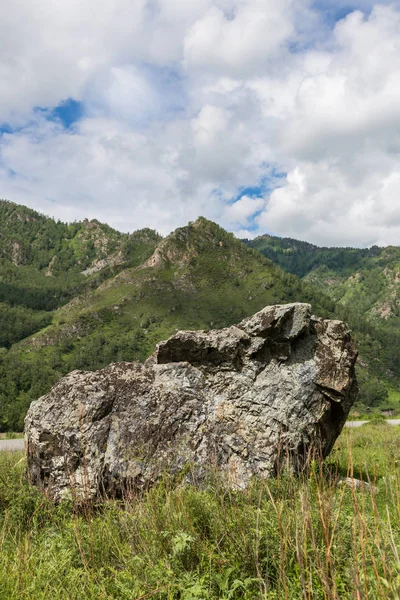 Mountain landscape in the valley of the confluence of the Katun and Maly Yaloman rivers, Altai, Russia